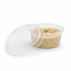 Vaso con Tapa tipo Souffle Para Aderezos o Salsas Transparente 2 oz / 59 ml - 200 pzas