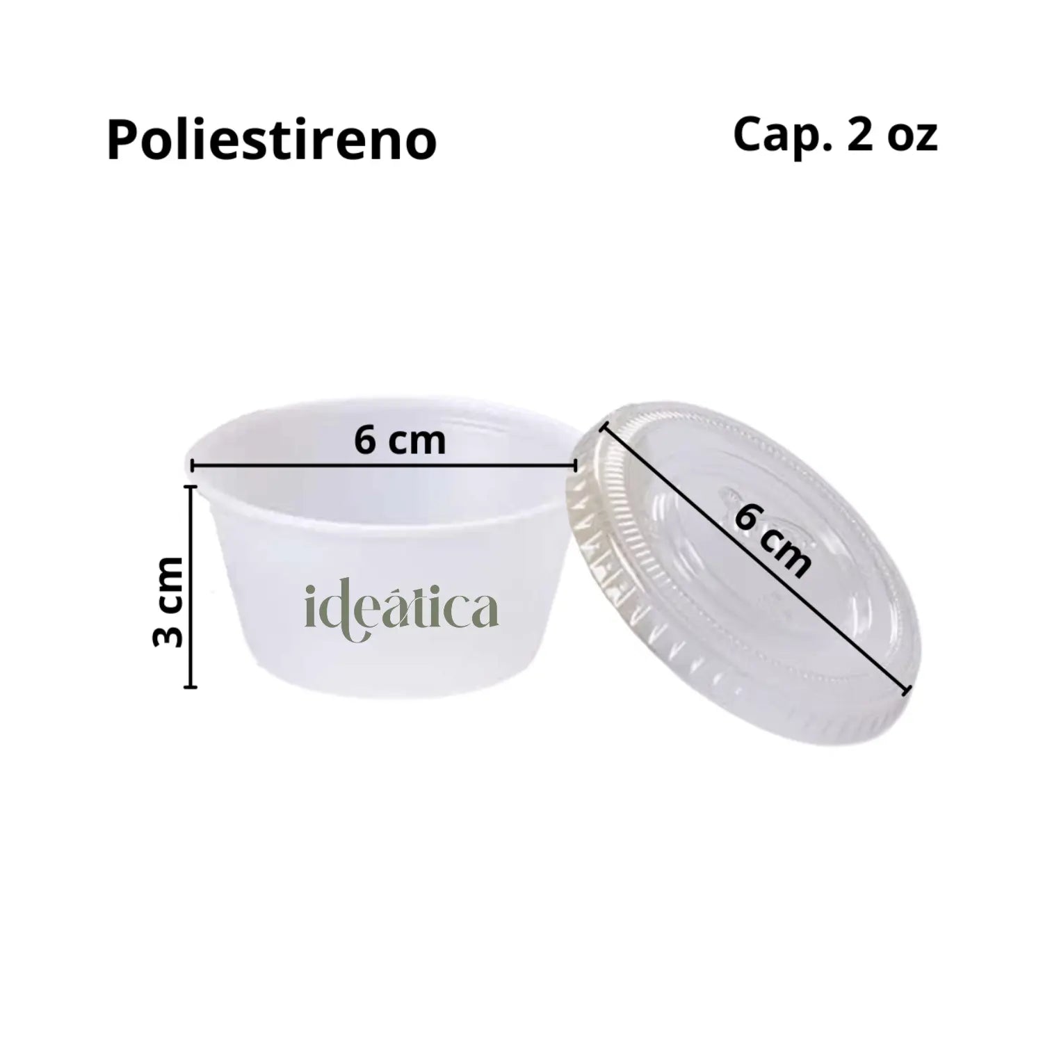 Vaso con Tapa tipo Souffle Para Aderezos o Salsas Transparente 2 oz / 6.77 ml ( 100 pzas / 200 pzas ) IN