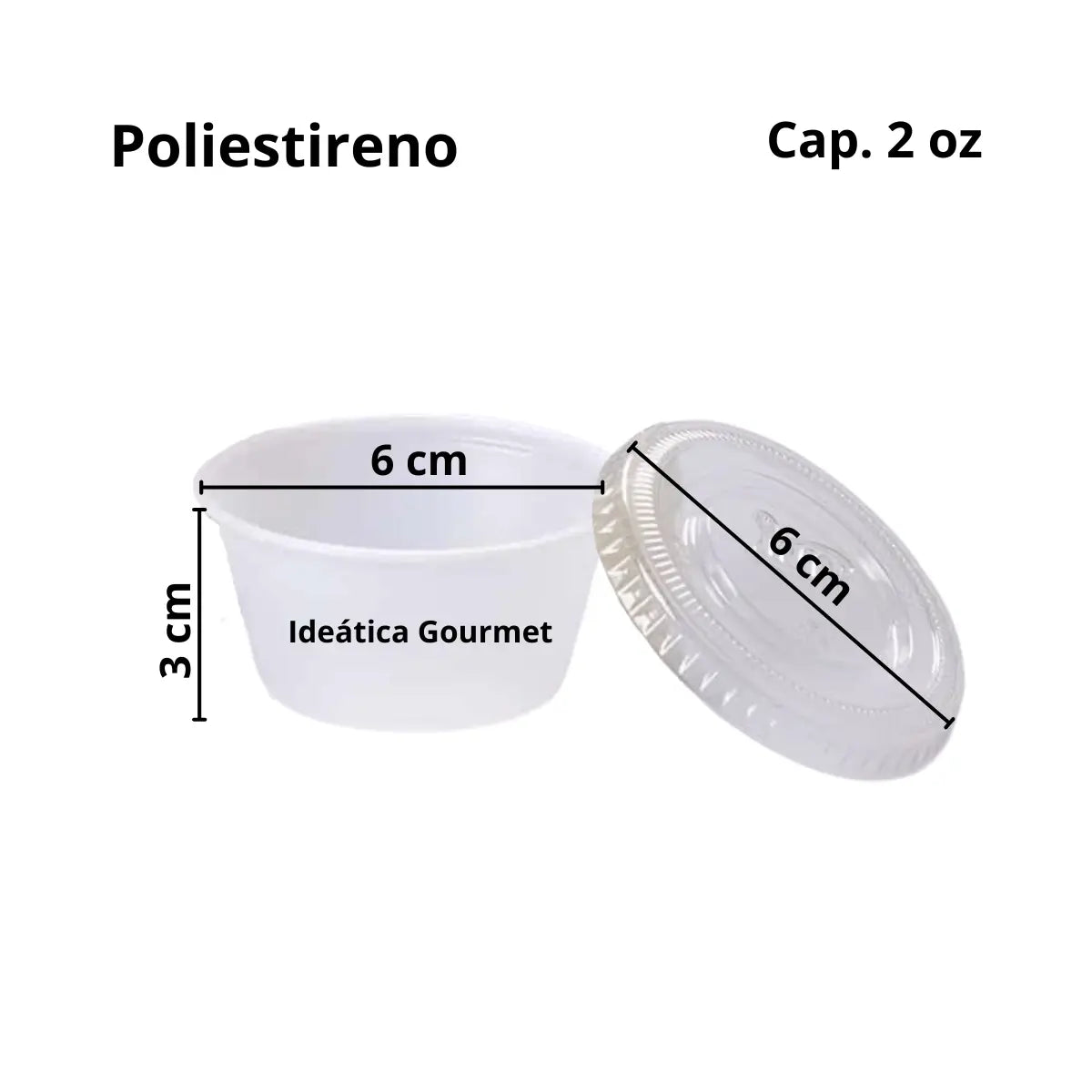 Vaso con Tapa tipo Souffle Para Aderezos o Salsas Transparente 2 oz / 6.77 ml ( 100 pzas / 200 pzas ) IN