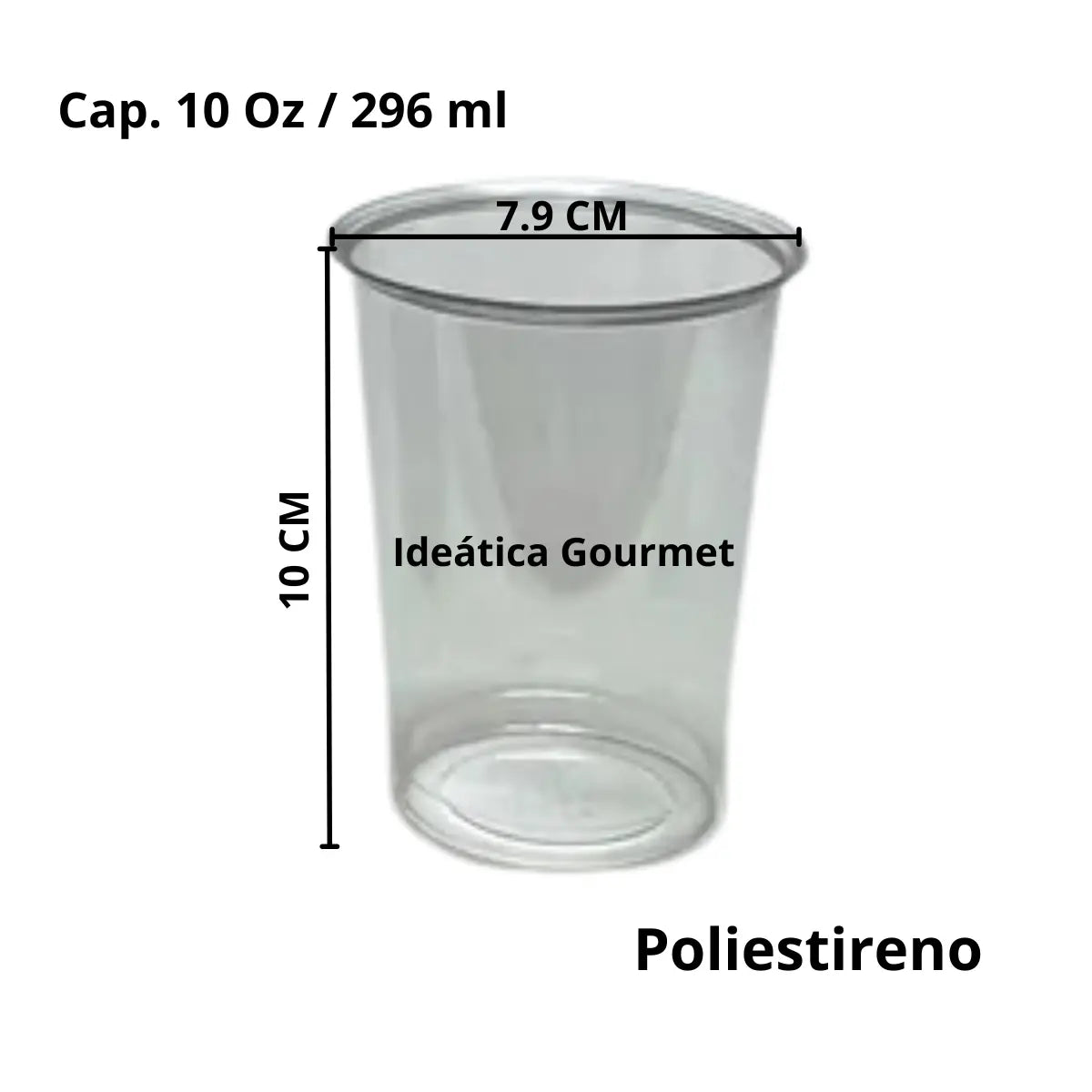 Vaso para Bebidas, Postres y Frappes de Plastico Transparente 10 Oz / 296 ml ( 25 pzas / 100 pzas ) IN