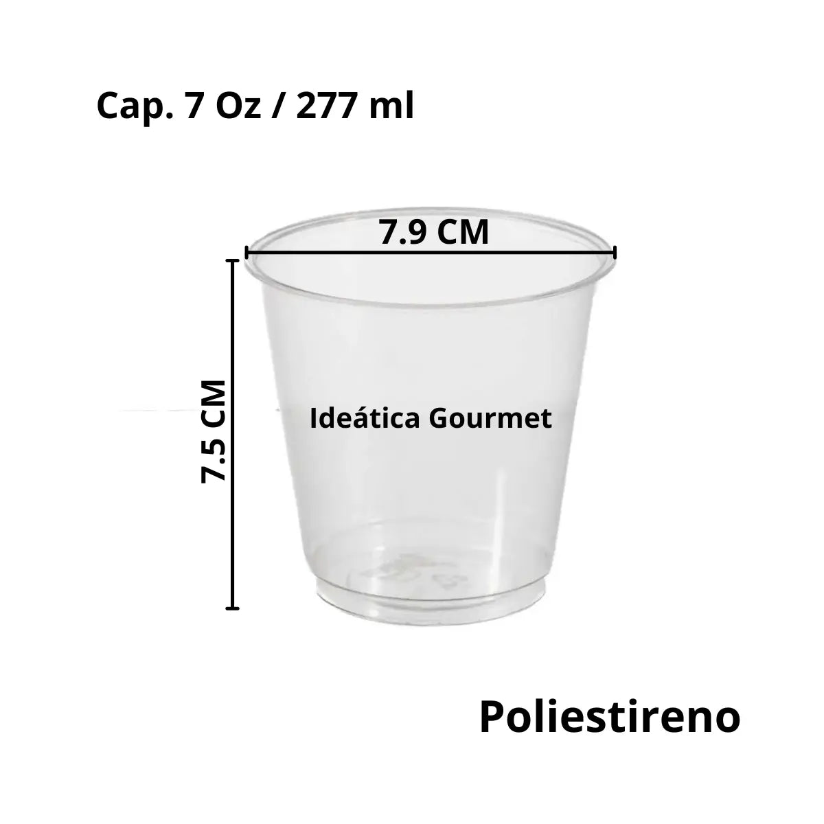 Vaso para Bebidas, Postres y Frappes de Plastico Transparente Catering 7 Oz / 207 ml ( 25 pzas/ 100 pzas ) IN
