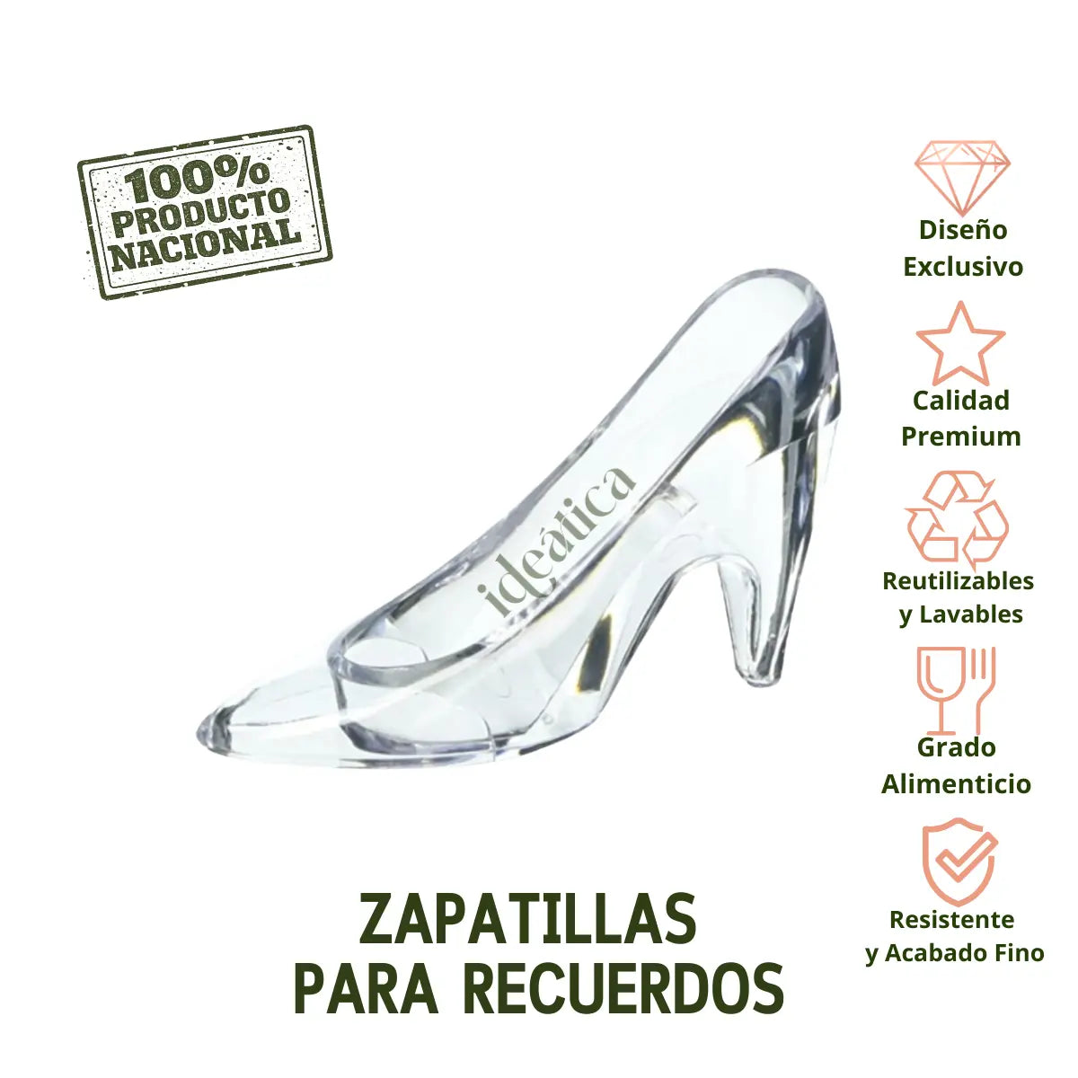 Zapatillas para Recuerdos Regalo y Decoracion Tipo Cenicienta Plastico 50 pzas IA
