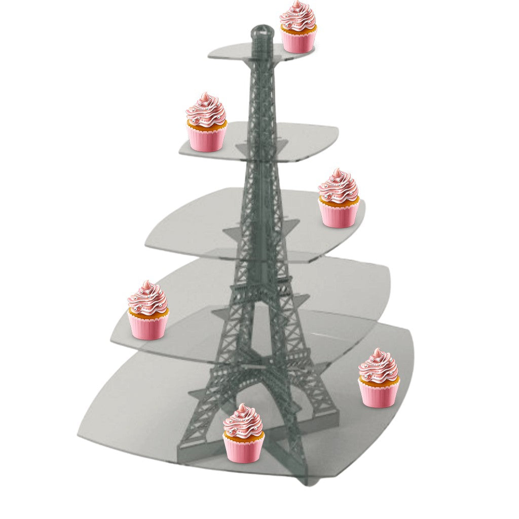 Base Torre Eiffel para cupcakes o postres de Acrílico Candy Bar Catering 5 Niveles 1 pza IA