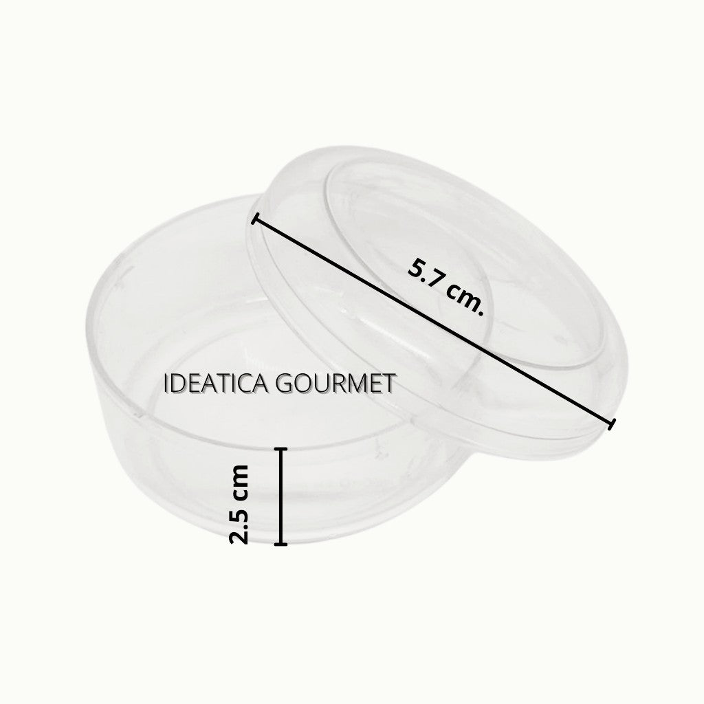 Caja Redonda Lisa Chica Acrilico Para Dulces, Regalo, Recuerdo y Decoracion 20 pzas. IA