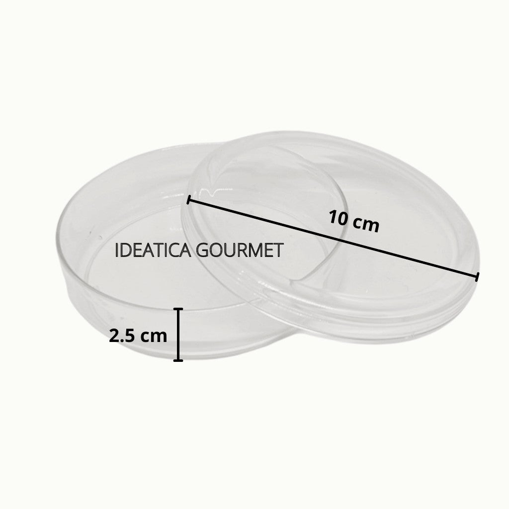 Caja Redonda Lisa Grande Acrilico Para Postres, Regalo, Recuerdo y Decoracion 10 pzas. IA