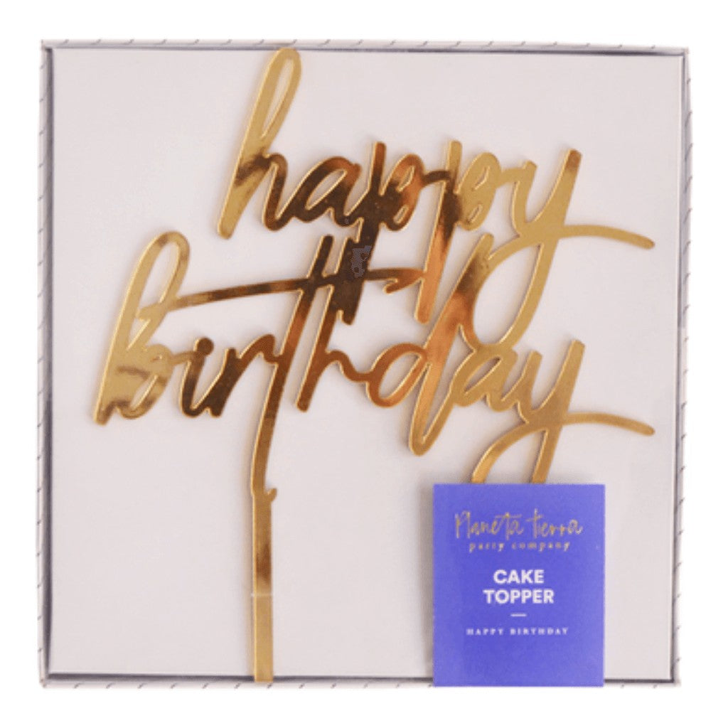 Cake Topper Acrílico Espejo de Happy Birthday para Decoración de Pasteles 1 pza Ideática Gourmet