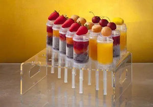 Charola o Base para Push Up Pop Postre de Acrilico Catering 24 Hoyos IA