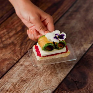 Charolita Rectangular Asa de Hoja Para Canapes o Postres Re-utilizable Plastico Catering - ( 20 Pzas / 100 Pzas ) IA