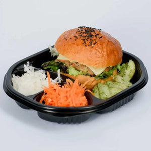 Contenedor con Tapa para Alimentos o Comida Plastico 3 Divisiones Ovalado - ( 10 Pzas / 50 Pzas ) IN