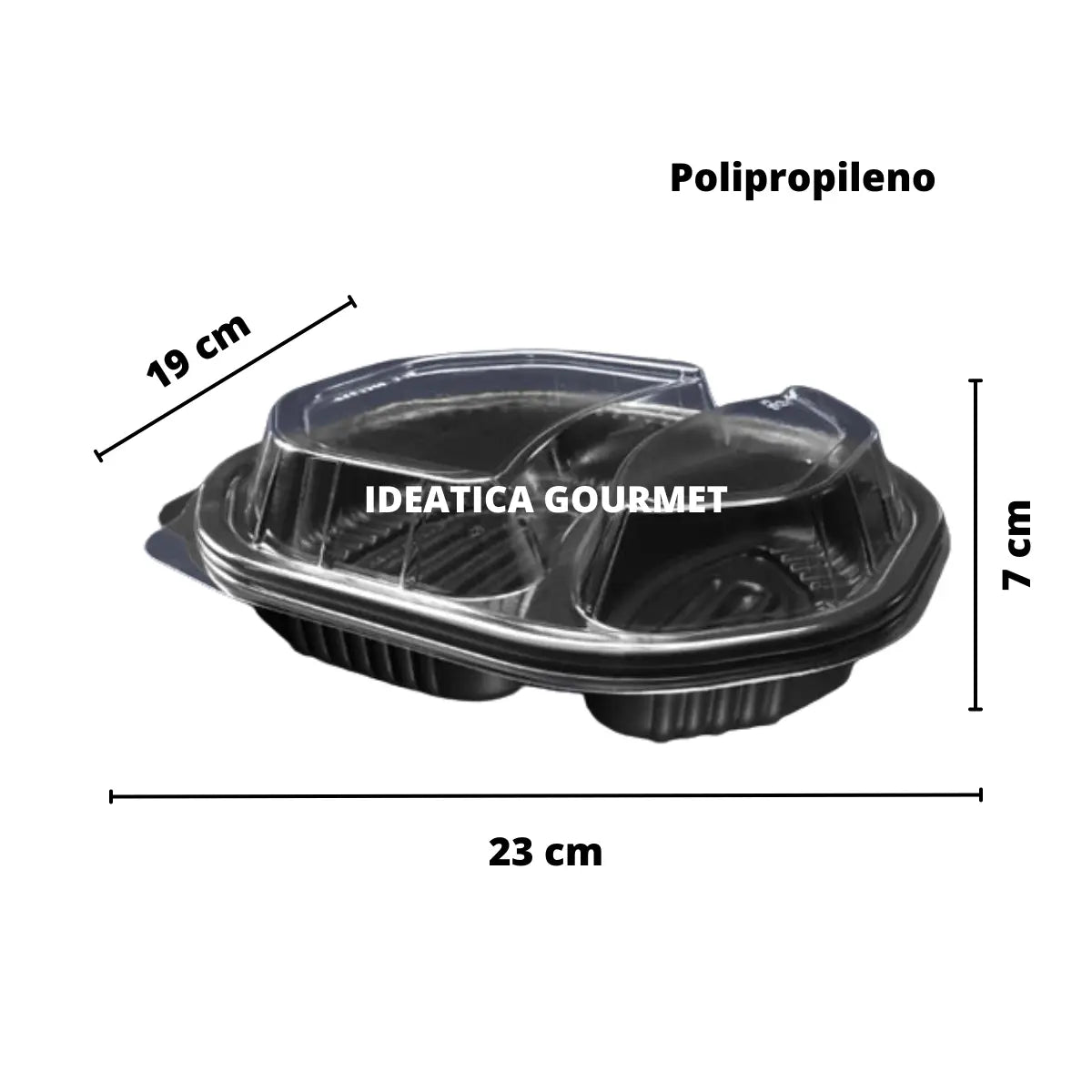 Contenedor con Tapa para Alimentos o Comida Plástico 2 Divisiones INIX