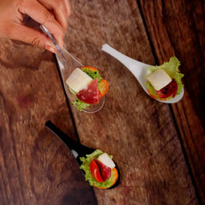 Cuchara Plana para Postres o Comida Molecular Re-utilizable Plastico Catering ( 20 Pzas / 100 Pzas ) IA