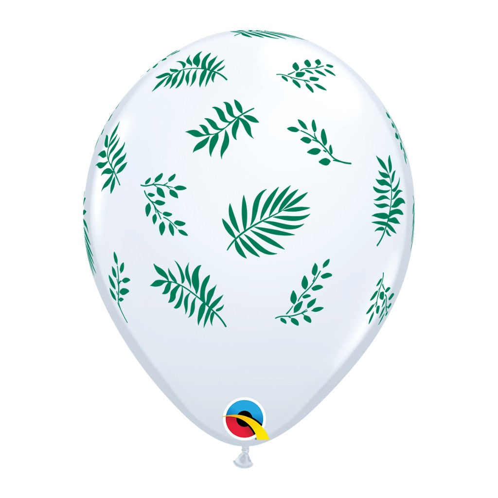 Globo Blanco 11" Vegetacion Tropical para Fiestas y Eventos 10 pzas QUALATEX