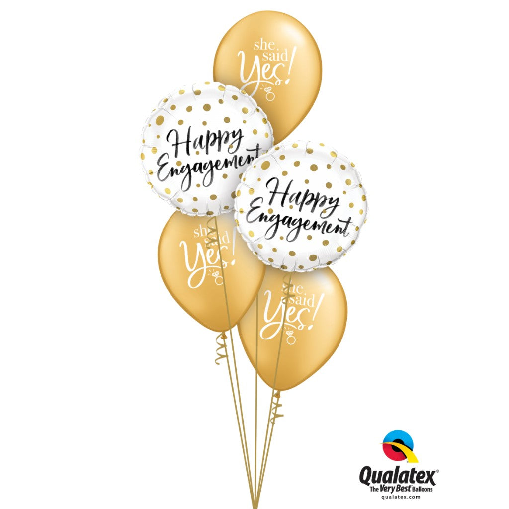 Globo Dorado 11" She Said Yes! para Fiestas, Compromisos y Bodas 10 pzas Ideática Gourmet