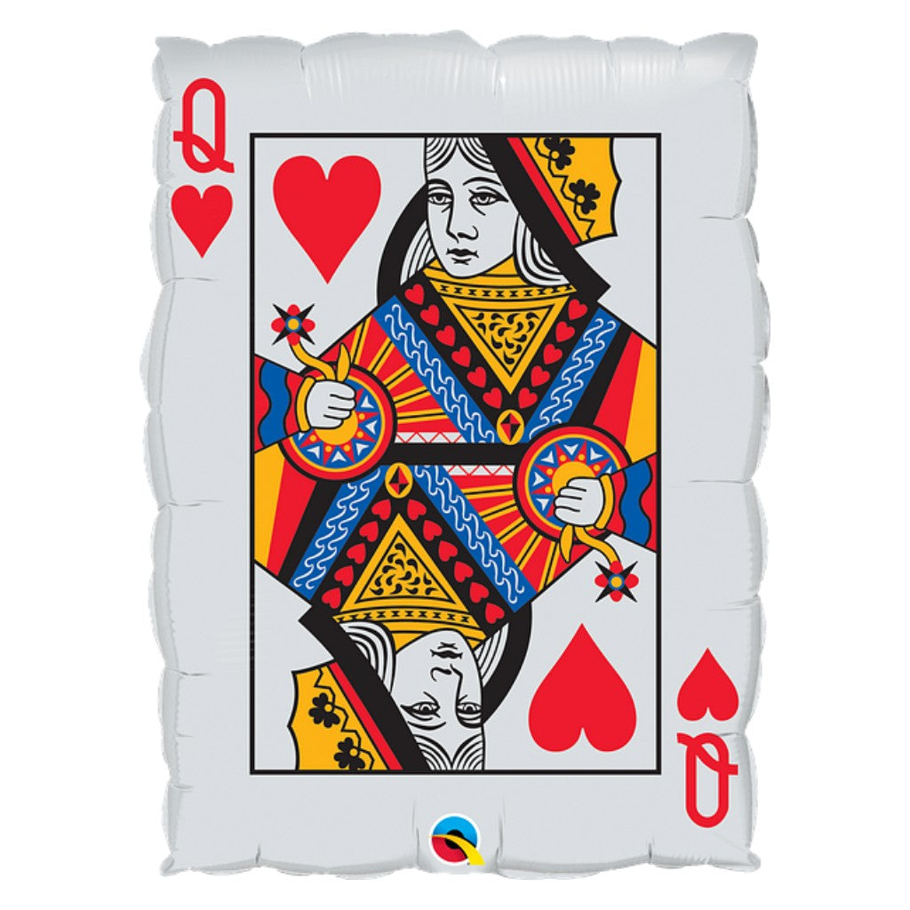Globo Metálico Carta Naipe Casino Vegas Corazones Grande para Fiestas, Cumpleaños y San Valentin 30 / 76 cm 1 pza Ideática Gourmet