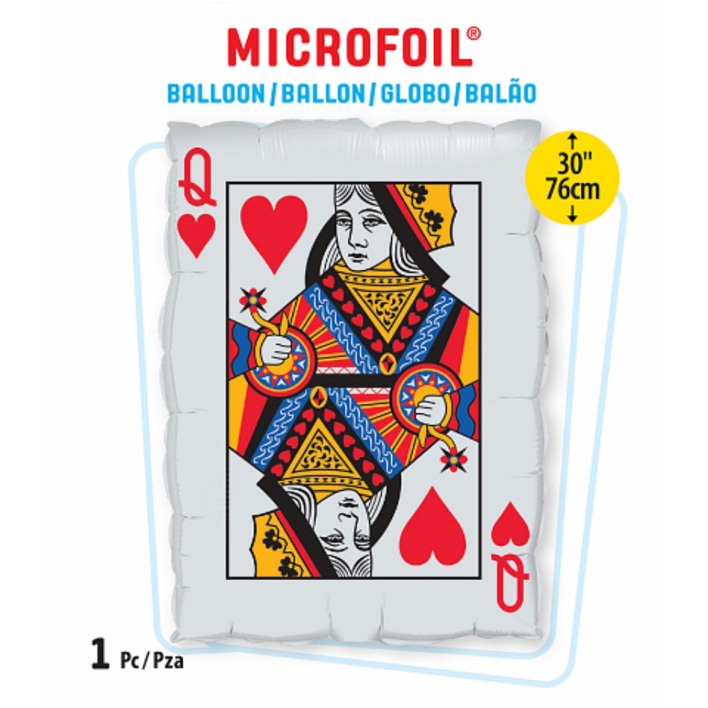Globo Metálico Carta Naipe Casino Vegas Corazones Grande para Fiestas, Cumpleaños y San Valentin 30 / 76 cm 1 pza Ideática Gourmet