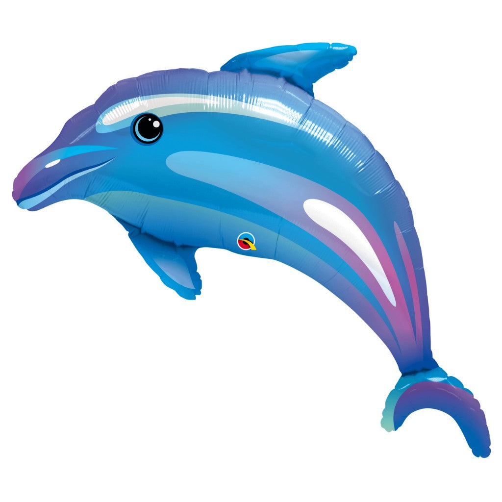 Globo Metálico Delfin Azul Grande para Fiestas y Cumpleaños 42 / 107 cm 1 pza Ideática Gourmet