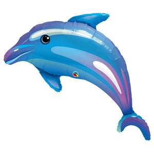 Globo Metálico Delfin Azul Grande para Fiestas y Cumpleaños 42 / 107 cm 1 pza Ideática Gourmet