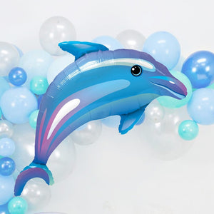 Globo Metálico Delfin Azul Grande para Fiestas y Cumpleaños 42 / 107 cm 1 pza Ideática Gourmet