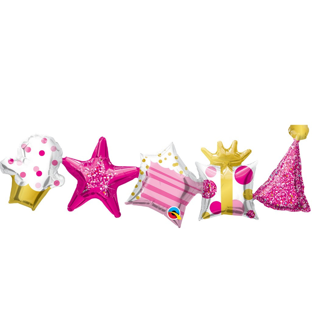 Globo Metálico Guirnalda de Cumpleaños Rosa Grande para Fiestas y Cumpleaños 41 / 104 cm 1 pza Ideática Gourmet