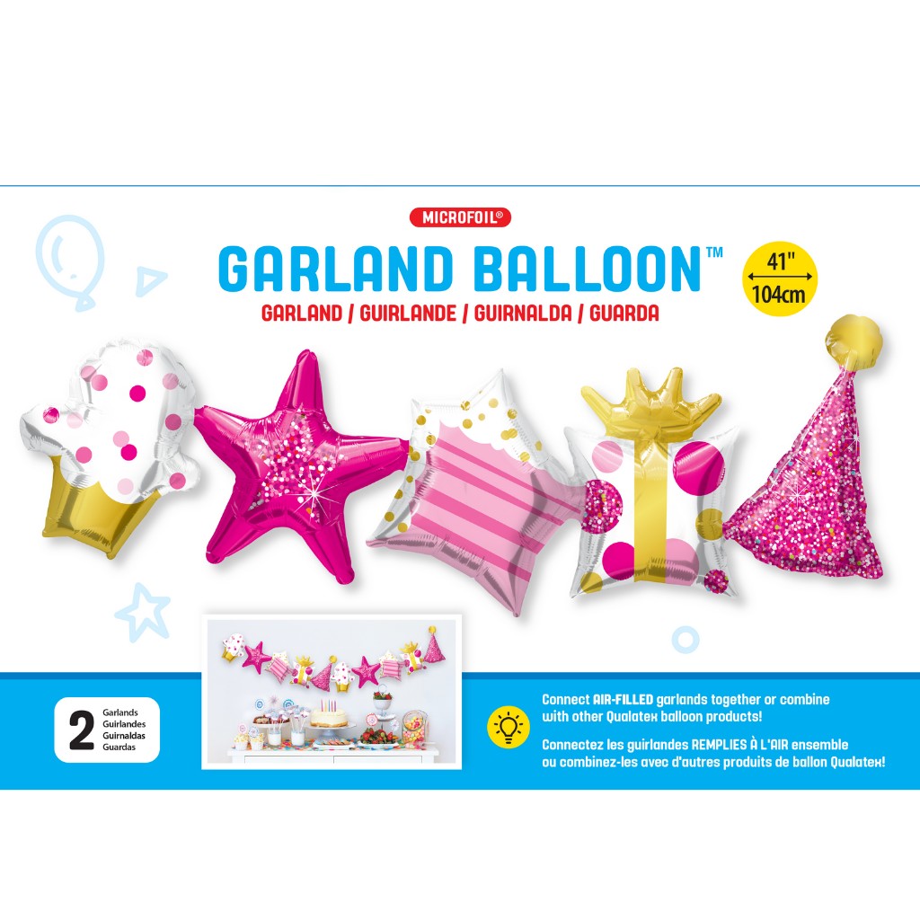 Globo Metálico Guirnalda de Cumpleaños Rosa Grande para Fiestas y Cumpleaños 41 / 104 cm 1 pza Ideática Gourmet