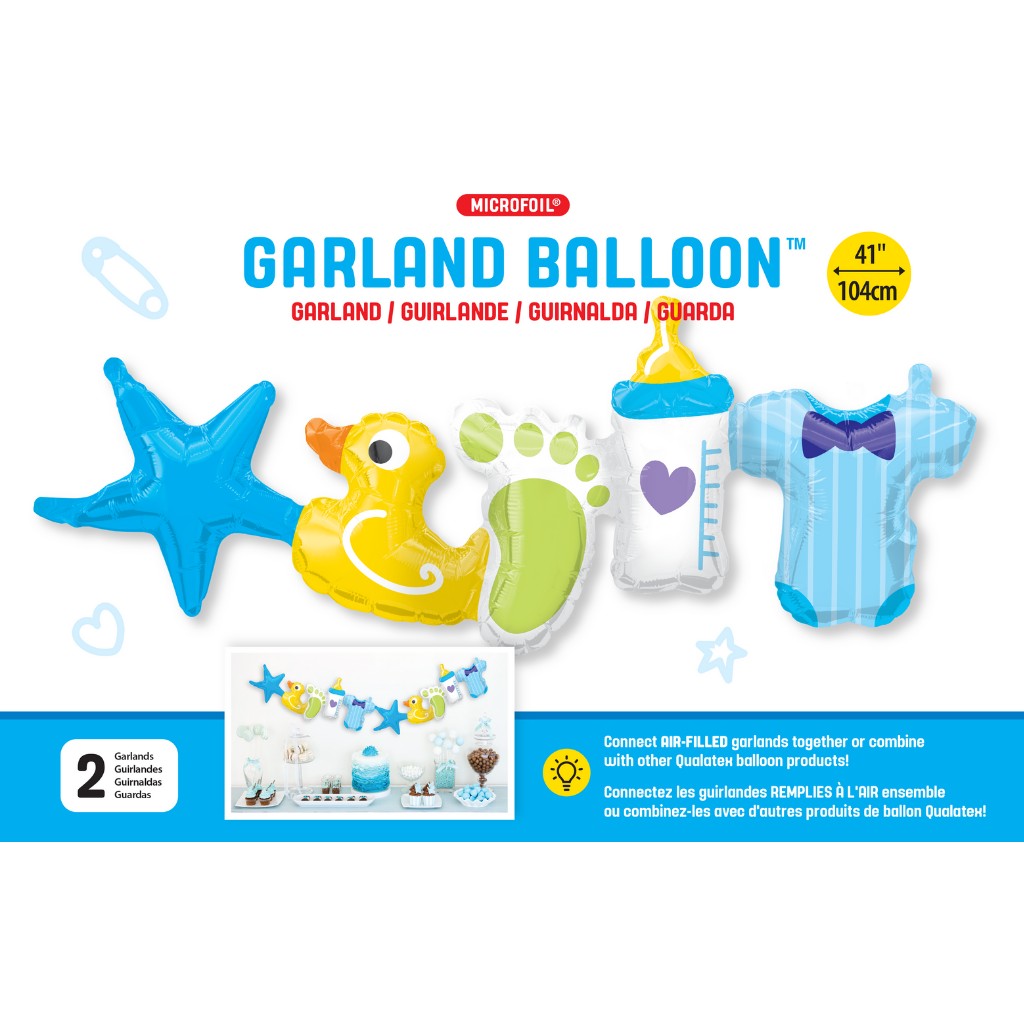 Globo Metálico Guirnalda para Bebé Azul Grande para Fiestas y Baby Shower 41 / 104 cm 1 pza Ideática Gourmet