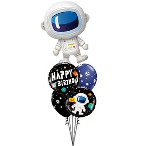 Globo Metálico Redondo Astronauta Happy Birthday para Fiestas y Cumpleaños 18 / 46 cm 1 pza Ideática Gourmet