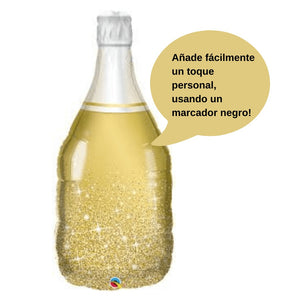 Globo Metálico de Botella Dorada Brillante Grande para Fiestas, Cumpleaños y Navidad  39 / 99 cm 1 pza Ideática Gourmet