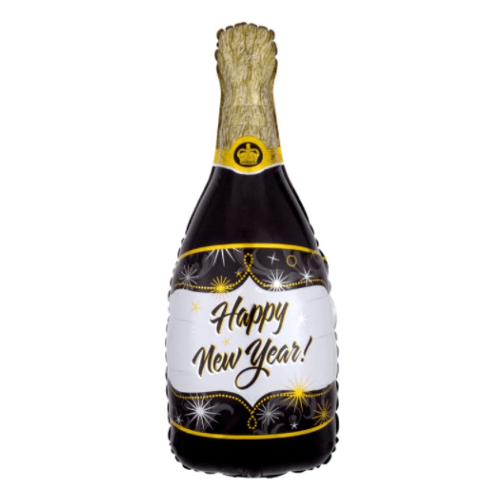 Globo Metálico de Botella Negra de Año Nuevo Grande para Navidad y Fiestas Decembrinas 36 / 91 cm 1 pza Ideática Gourmet