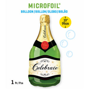 Globo Metálico de Botella Verde Burbujeante Grande para Fiestas y Cumpleaños 39 / 99 cm 1 pza Ideática Gourmet