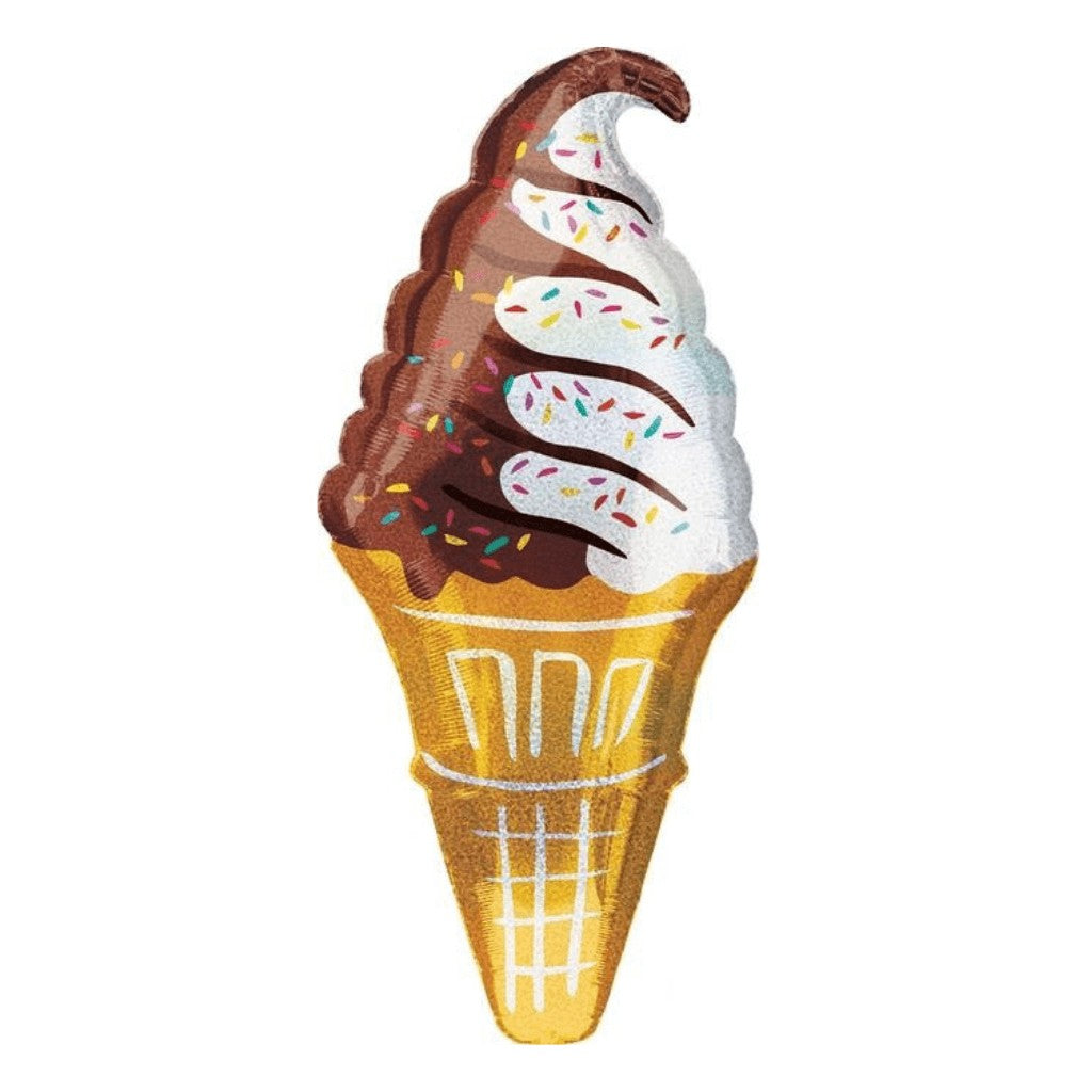 Globo Metálico de Cono Helado Brillante Grande para Fiestas y Cumpleaños 41 / 104 cm 1 pza Ideática Gourmet
