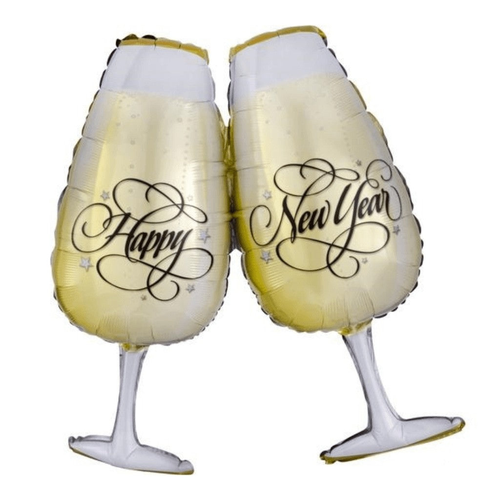 Globo Metálico de Copas Año Nuevo Grande para Fiestas Decembrinas 30/ 77 cm 1 pza Ideática Gourmet