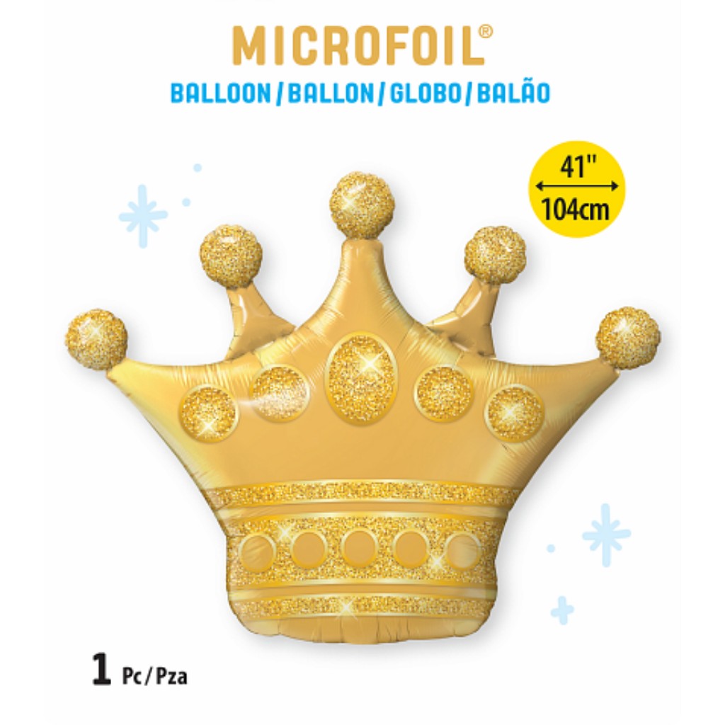 Globo Metálico de Corona Dorada para Fiestas, Cumpleaños y Día de la Madre y Padre 41 / 104 cm 1 pza Ideática Gourmet