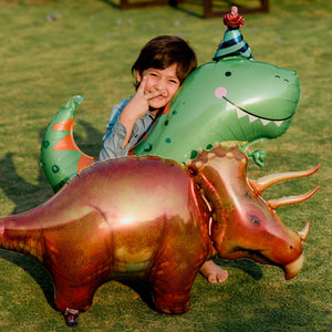 Globo Metalico de Dinosaurio T-Rex Amistoso para Fiestas y Cumpleaños 34/ 87 cm 1 pza QUALATEX