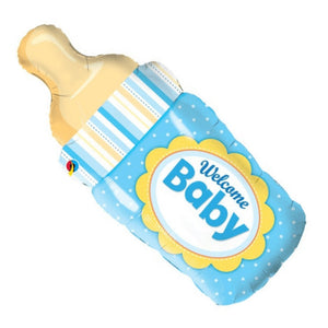 Globo Metálico de Mamila o Biberón Bebe Niño Azul Grande para Fiestas y Baby Showers 39/ 99 cm 1 pza Ideática Gourmet