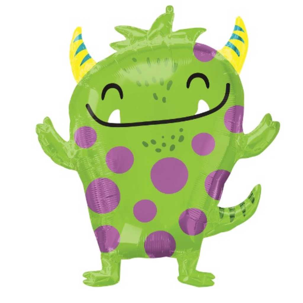 Globo Metalico de Monstruo Amistoso para Fiestas y Cumpleaños 34/ 87 cm 1 pza QUALATEX