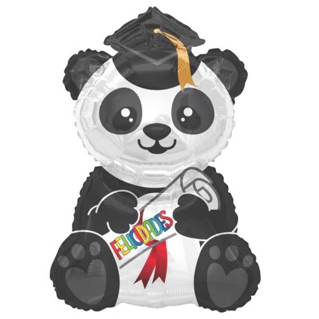 Globo Metalico de Panda GRaduado Grande para Fiestas y Cumpleaños 32 / 81 cm 1 pza QUALATEX