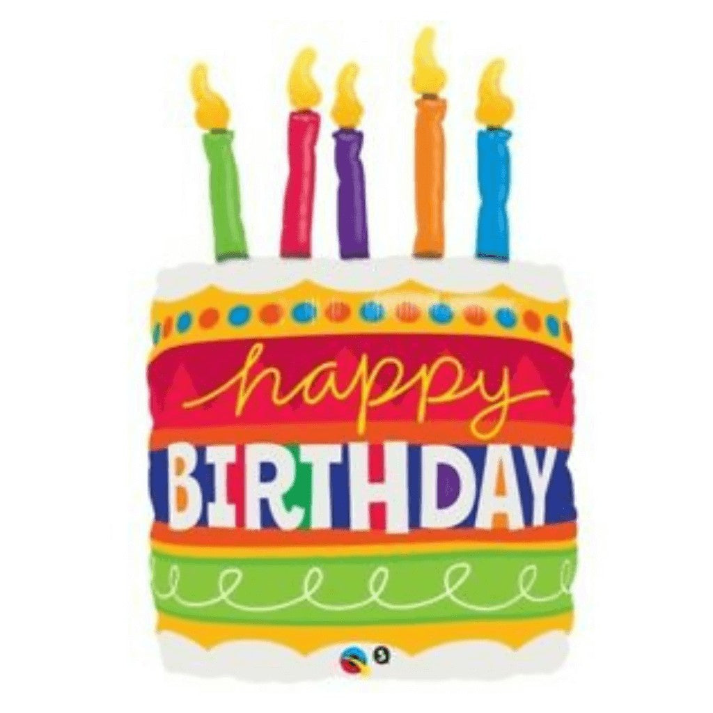Globo Metálico de Pastel Happy Birthday Grande para Fiestas y Cumpleaños 35 / 89 cm 1 pza Ideática Gourmet