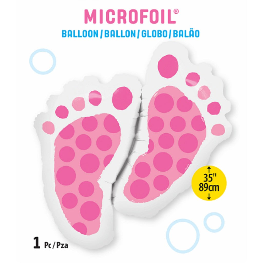 Globo Metálico de Pie Bebe Niña Rosa Grande para Fiestas y Baby Showers 35/ 89 cm 1 pza Ideática Gourmet