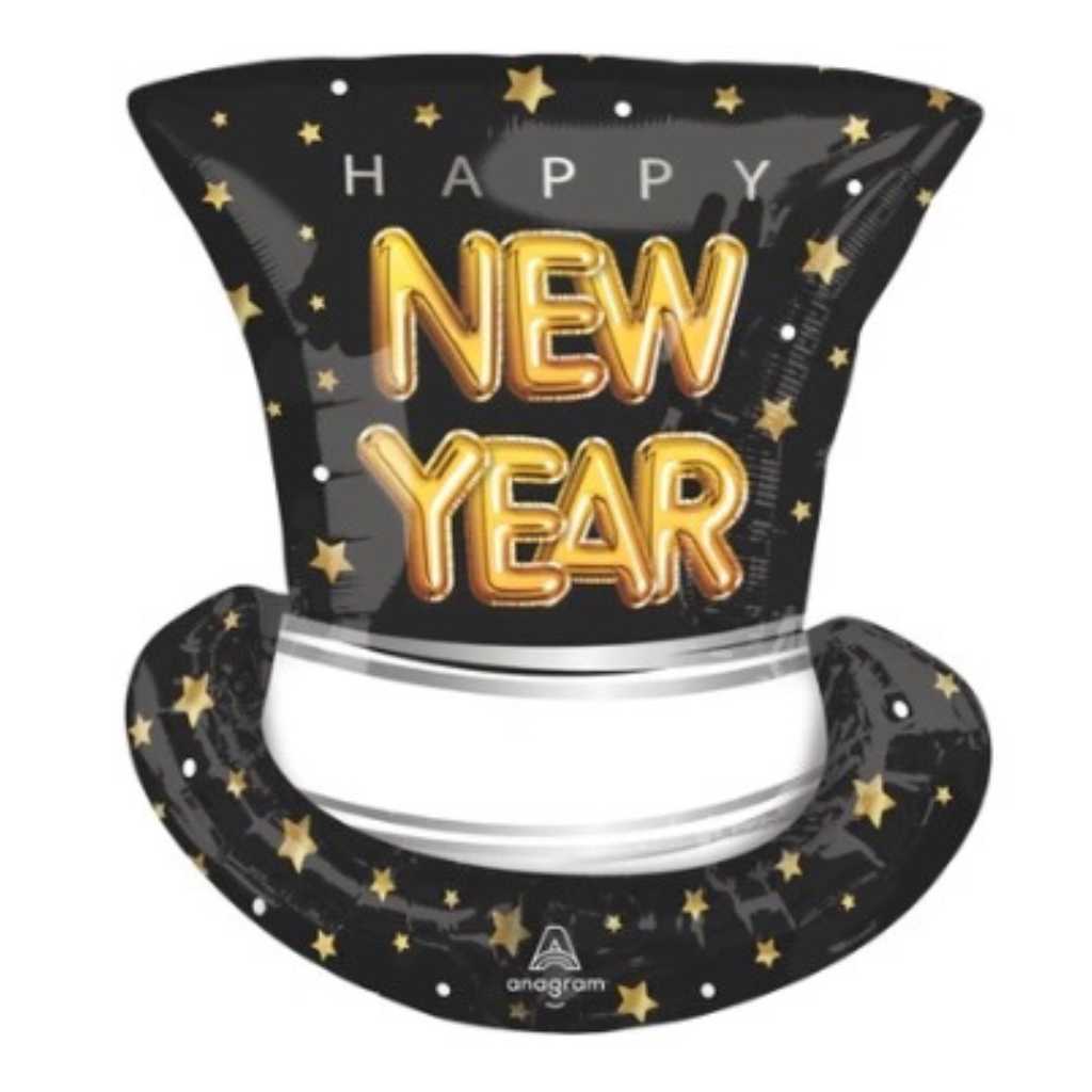 Globo Metalico de Sombrero Nuevo Año Grande para Fiestas Decembrinas 24/ 61 cm 1 pza ANAGRAM