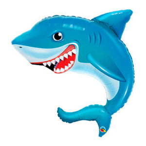 Globo Metálico de Tiburón Azul Sonriente Grande para Fiestas y Cumpleaños 36/ 91 cm 1 pza Ideática Gourmet