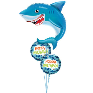 Globo Metálico de Tiburón Azul Sonriente Grande para Fiestas y Cumpleaños 36/ 91 cm 1 pza Ideática Gourmet