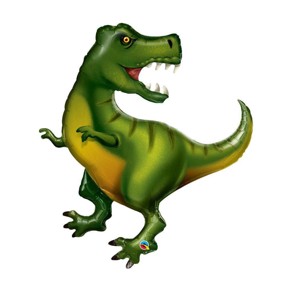 Globo Metalico de Tiranosaurio Grande para Fi<estas y Cumpleaños 42/ 107 cm 1 pza QUALATEX