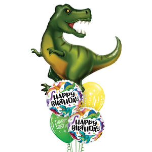 Globo Metalico de Tiranosaurio Grande para Fi<estas y Cumpleaños 42/ 107 cm 1 pza QUALATEX