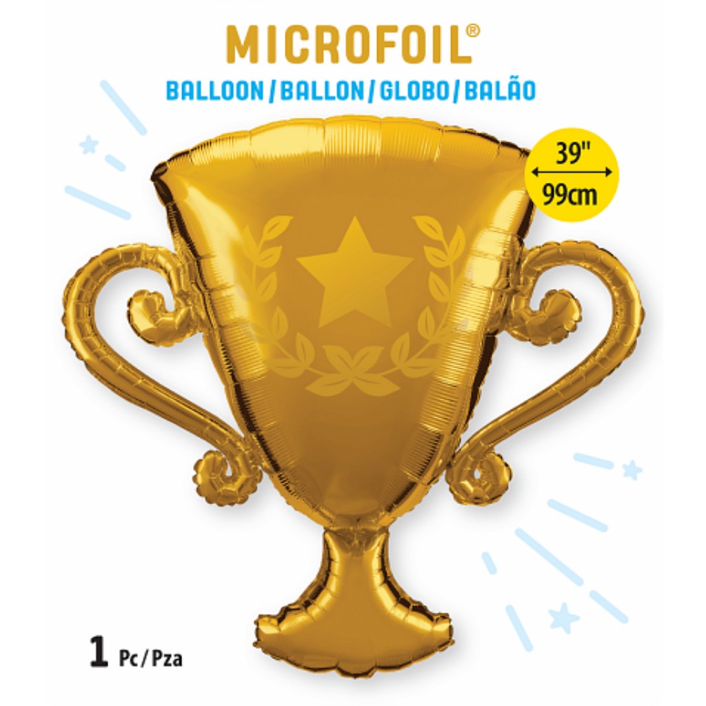Globo Metálico de Trofeo Dorado para Fiestas, Cumpleaños y Día del Padre 39 / 99 cm 1 pza Ideática Gourmet