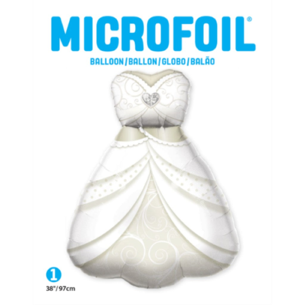 Globo Metálico de Vestido de Bodas Novia Grande para Fiestas y Aniversarios 38 / 97 cm 1 pza Ideática Gourmet