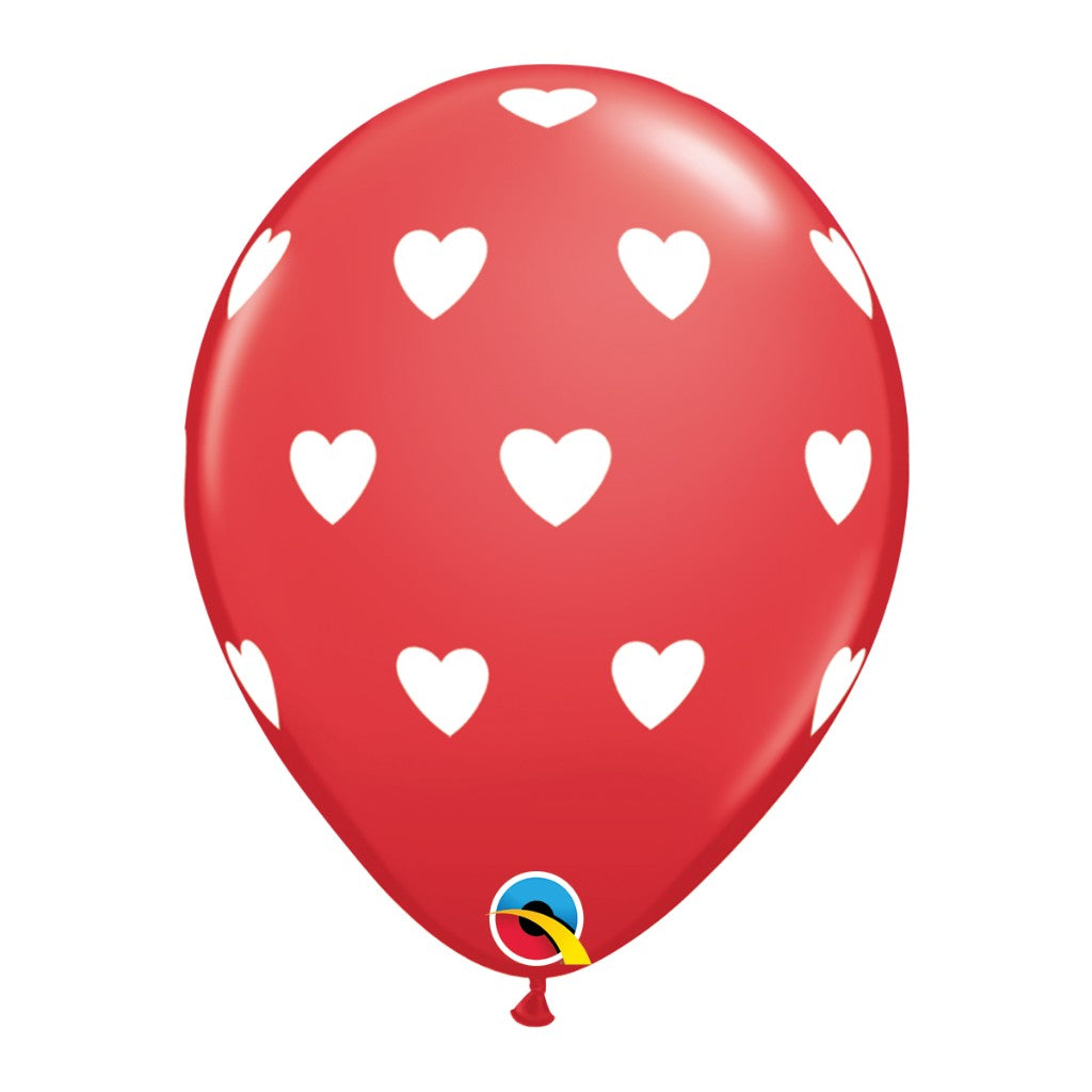 Globo Rojo 11" Corazones Grandes para Fiestas o Eventos 10 pzas QUALATEX