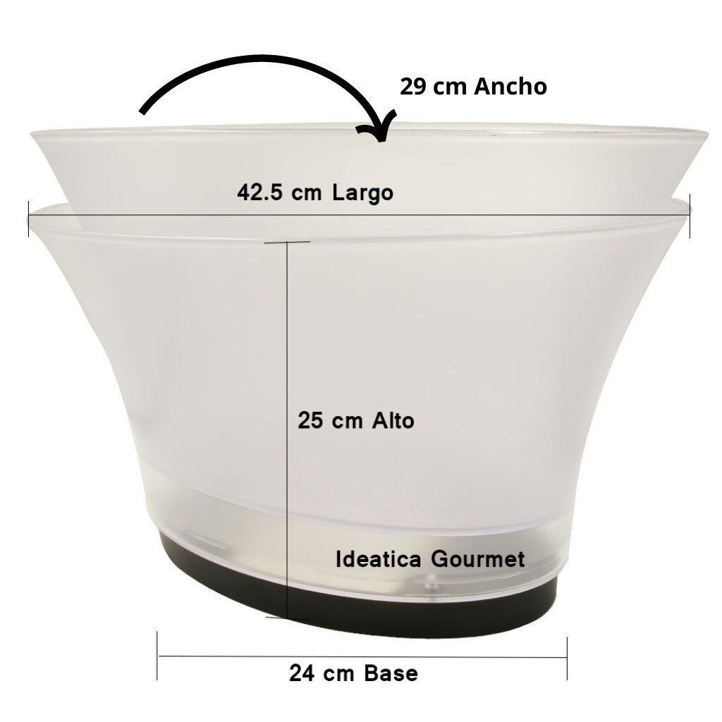 Hielera para Botellas Acrilico Grande con Luz Led Recargable Transparente Clarificada Eventos y Catering IA