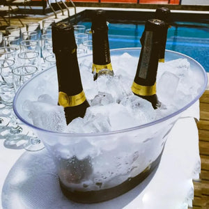 Hielera para Botellas Acrilico Grande con Luz Led Recargable Transparente Clarificada Eventos y Catering IA