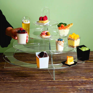 Mini Torre o Base para Cupcakes y Postres Circular de Acrilico Candy Bar Catering 4 Niveles IA