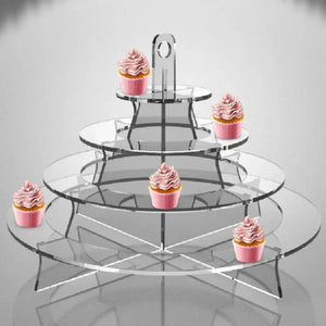 Mini Torre o Base para Cupcakes y Postres Circular de Acrilico Catering 4 Niveles IA
